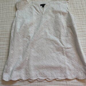 Talbots Scallop Hem White Lace Shell